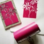 Star Magnolia Linocut Print – Fuchsia Pink Botanical Art - Image 6