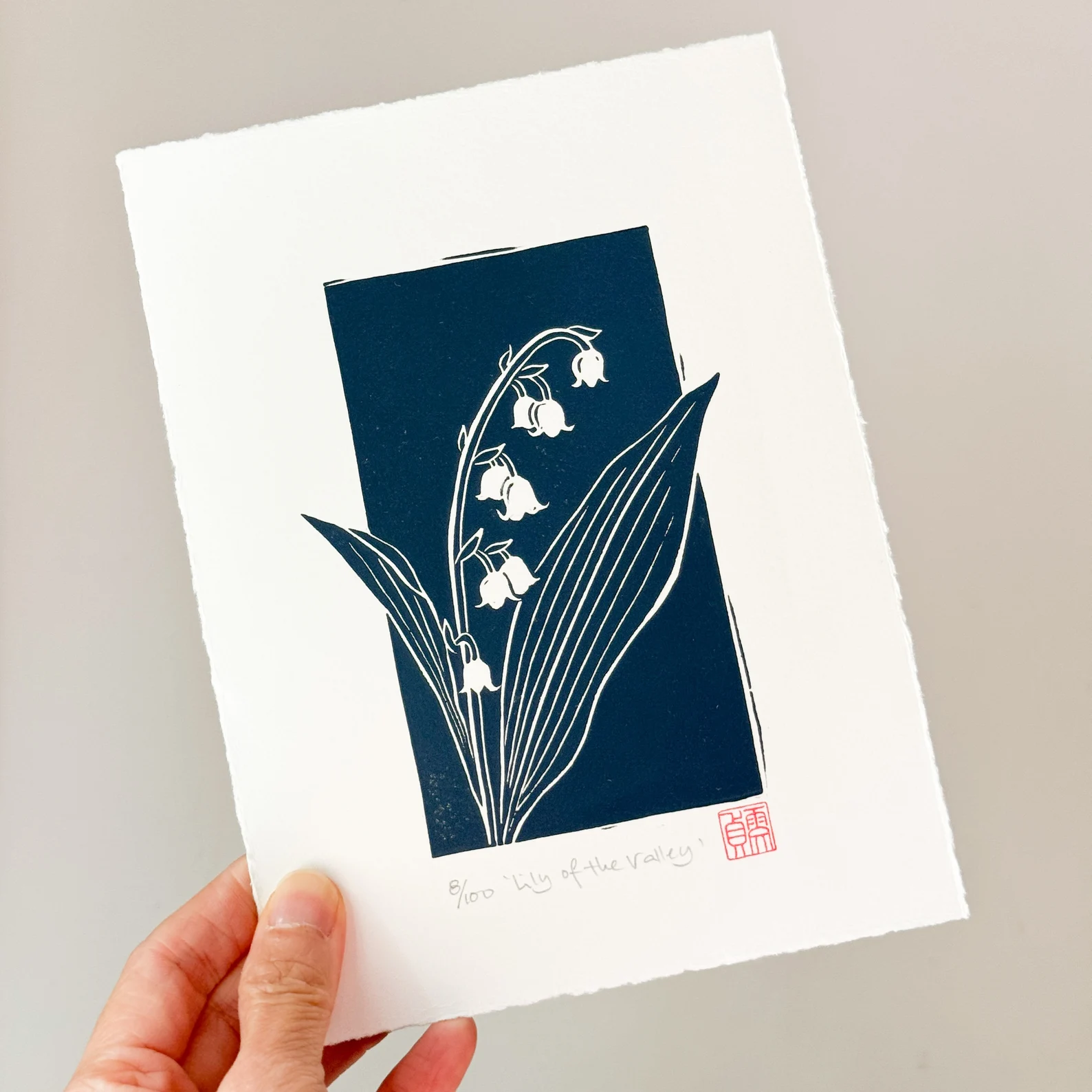 Lily of the Valley Linocut print