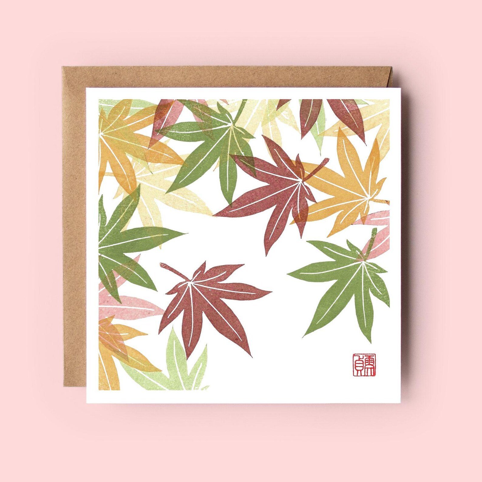Acer leaf greeting card – botanical card by Grace Wong