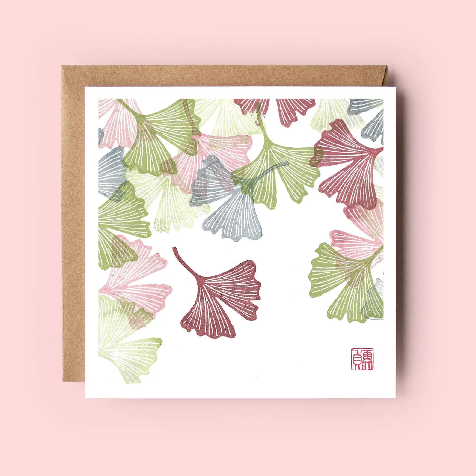 Ginkgo leaf greeting card – botanical card by Grace Wong
