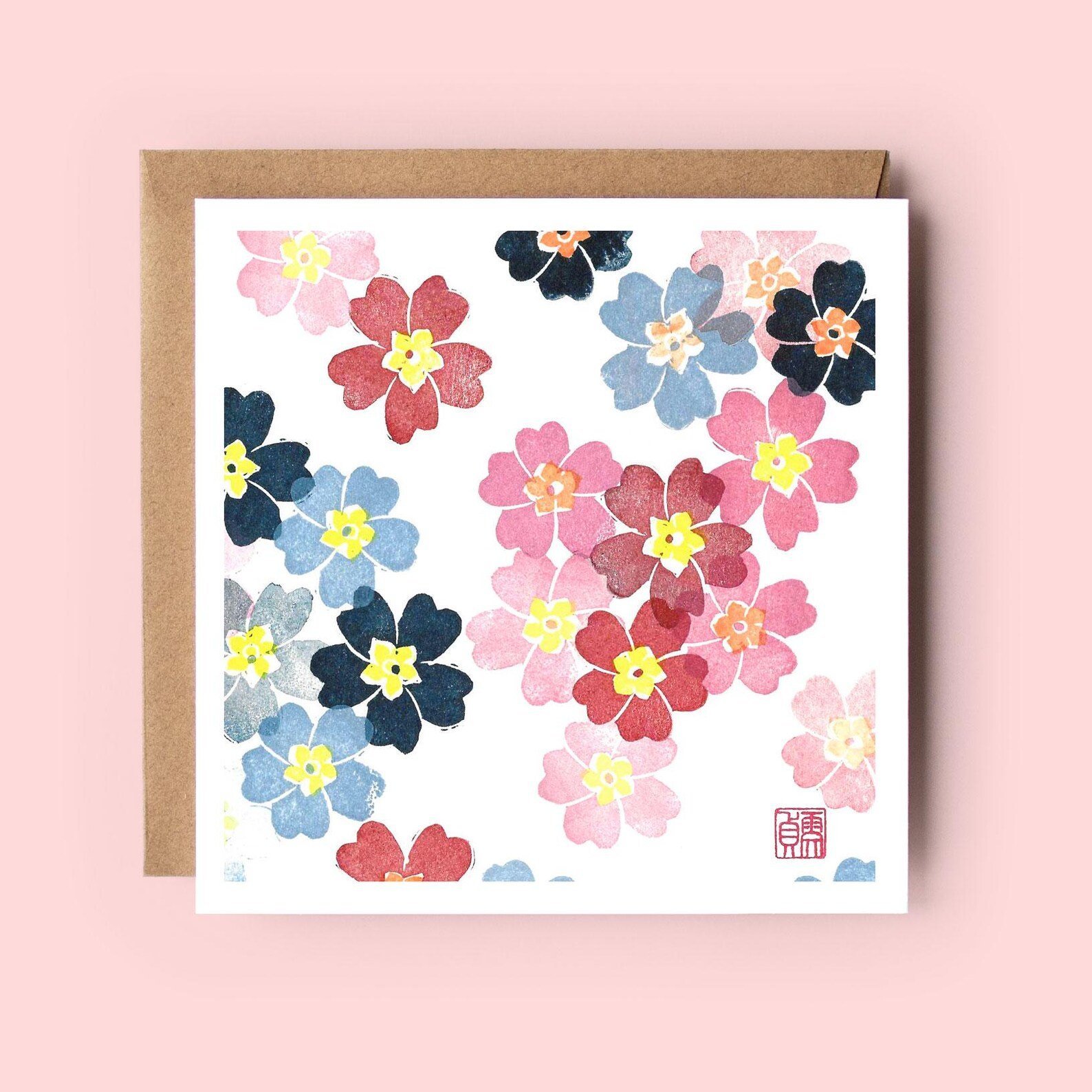 Primroses greeting card – botanical card by Grace Wong