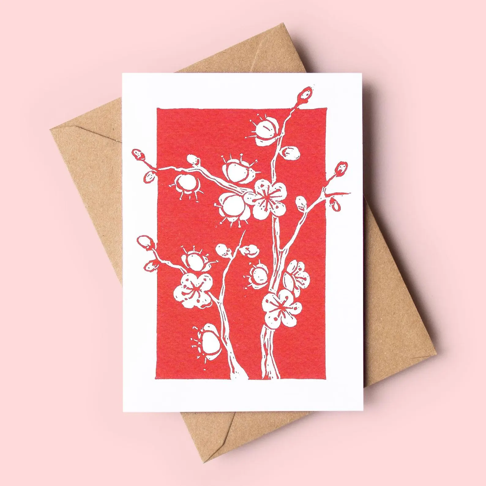 Plum blossom greeting card – botanical flower card by Grace Wong