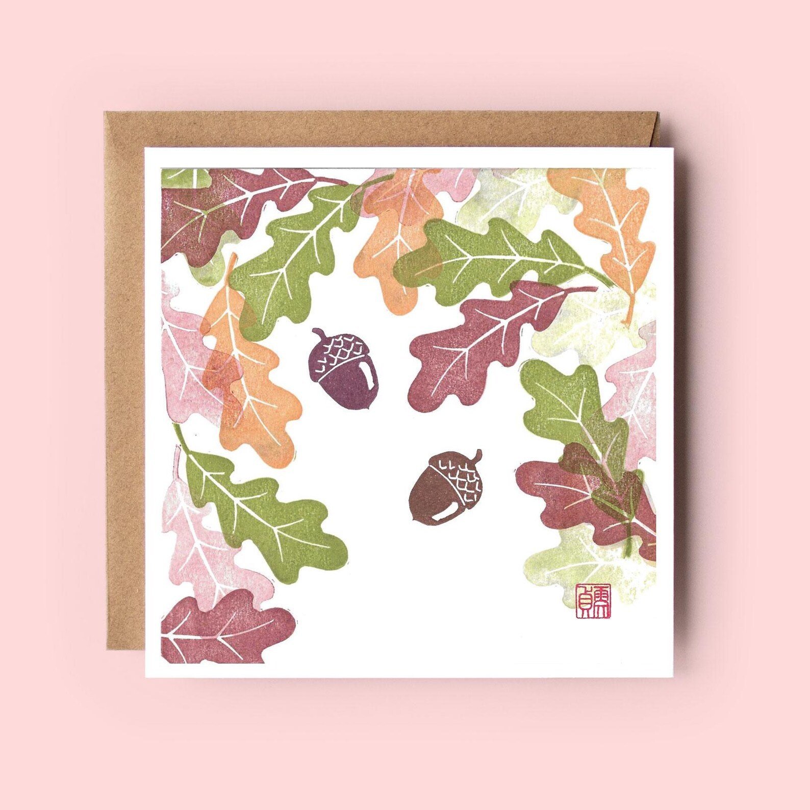 Acorns and Oak Leaves Greeting Card – Botanical Card