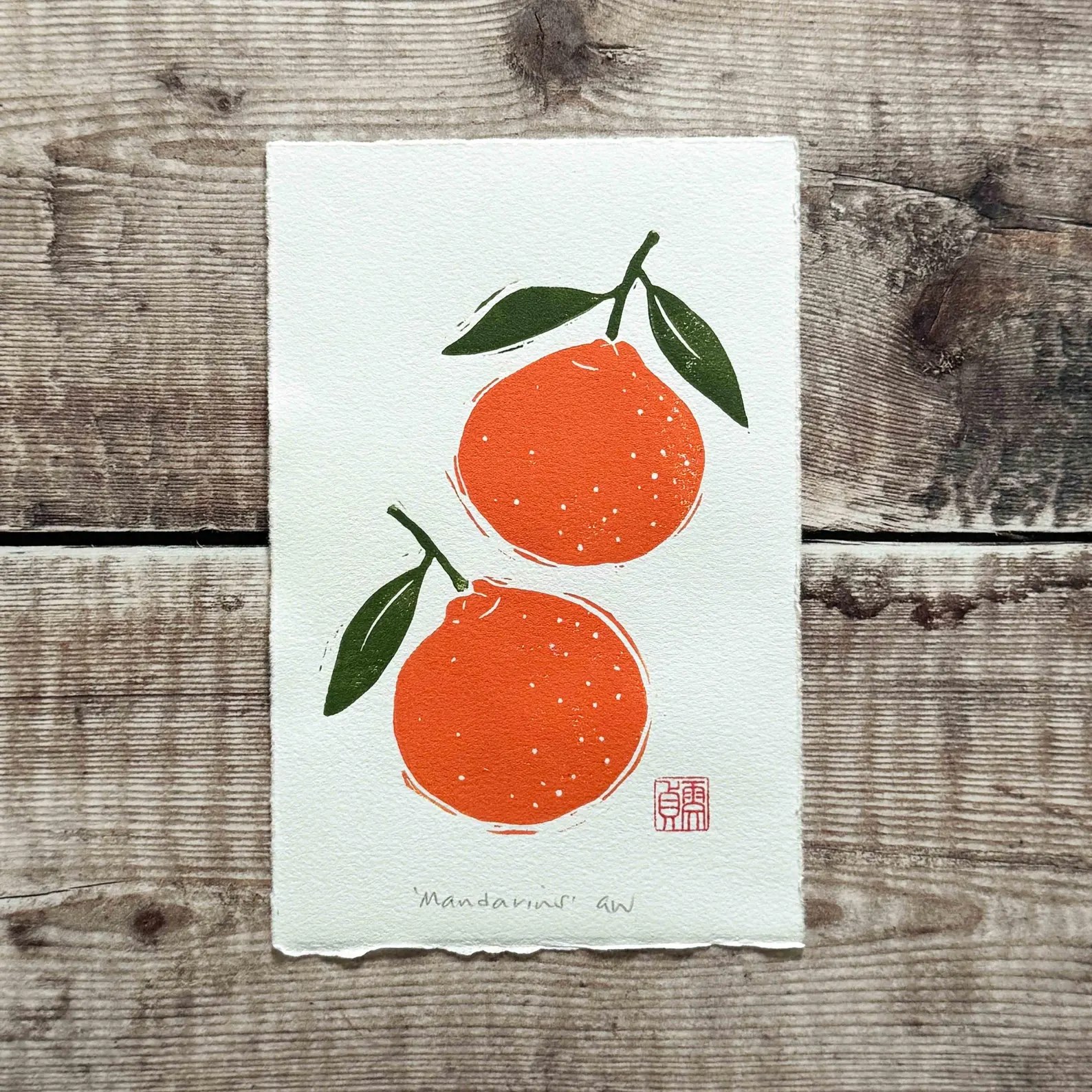 Mandarin Linocut Print