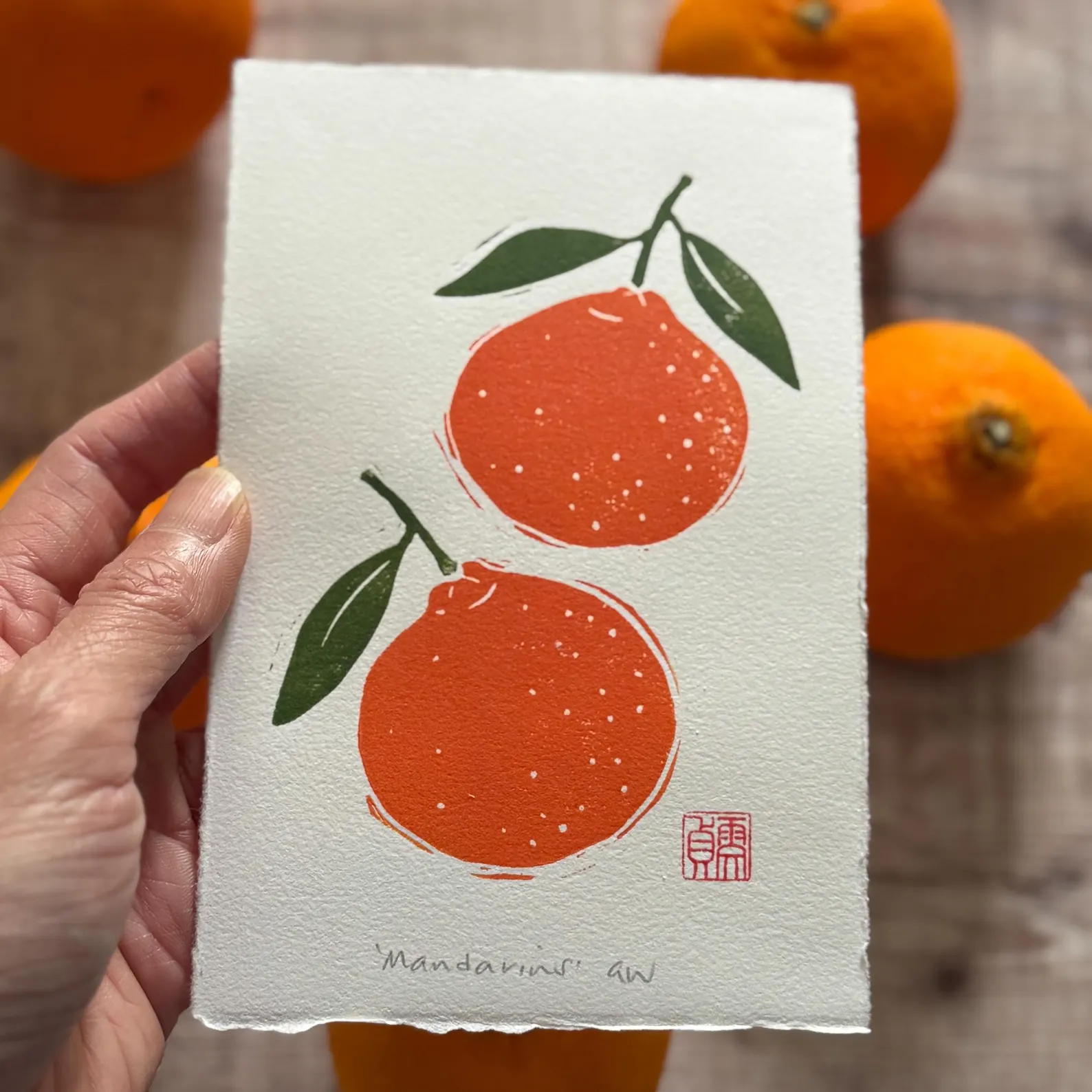 Mandarin Linocut Print